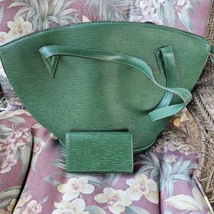 Lv green bag with wallet